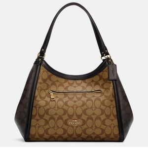 Coach Kristy Tan and Black Signature Shoulder Bag